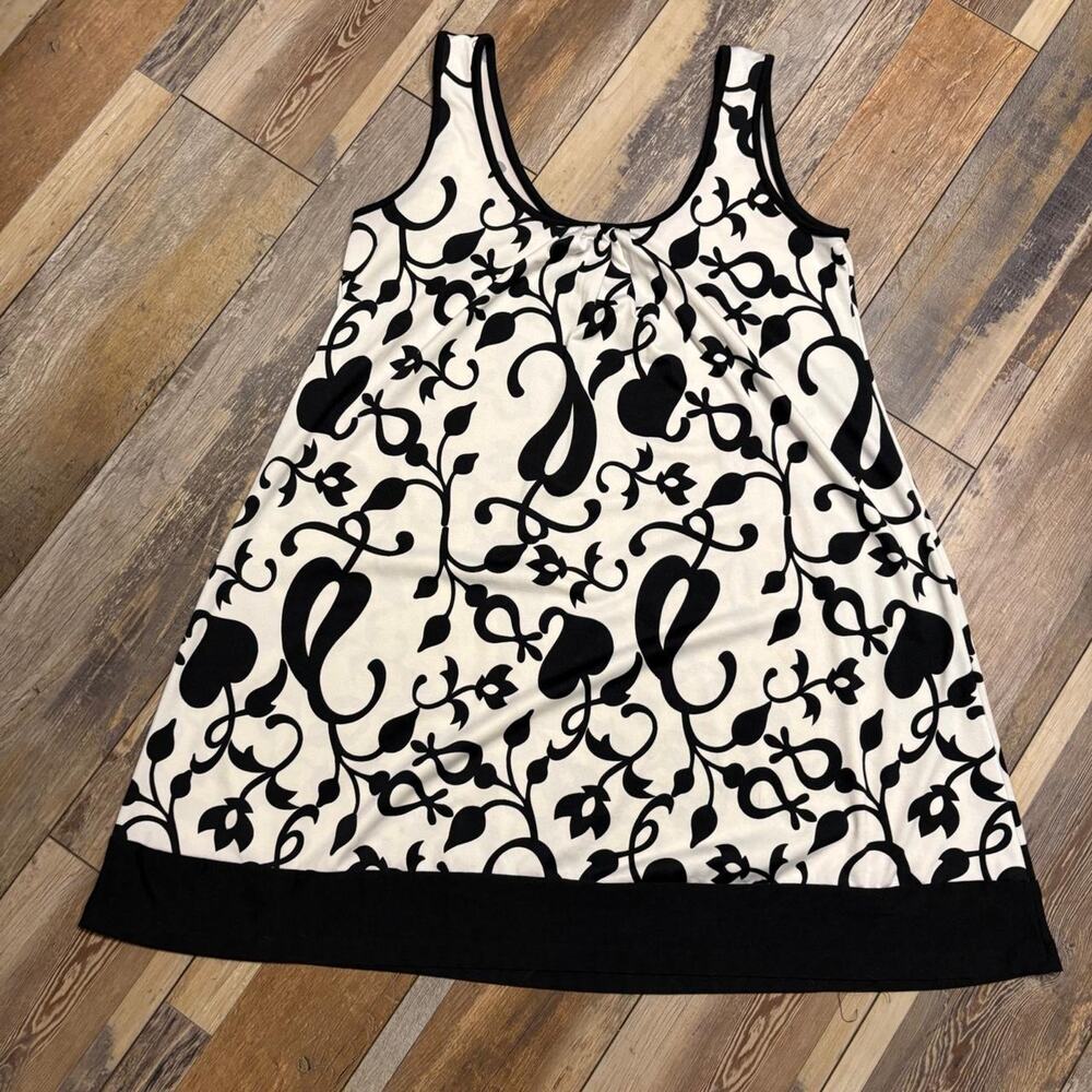 Babydoll white paisley sleeveless dress| Abstract Retro Y2K